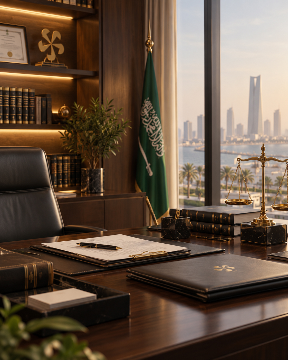 فريق شركة التنفيذيون للمحاماة والاستشارات القانونية خلال اجتماع مهني في جدة